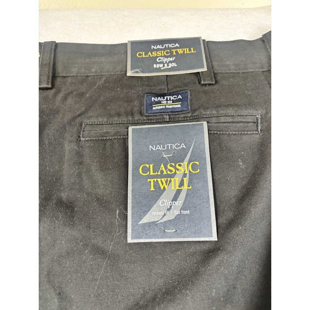 Nautica Men's 50x26.5 Classic Fit Stretch Cotton Clipper Deck Pants Navy NWT